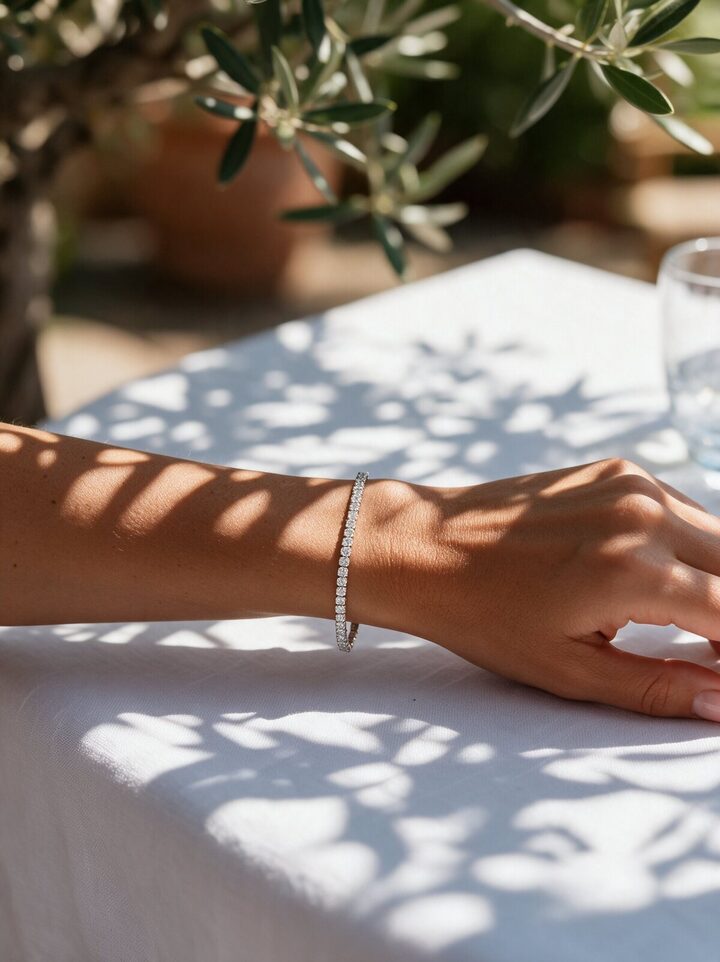 The bracelet worn at an outdoor lunch